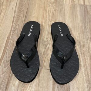 NEW Coach “Abigail” Black Thong Flipflop Sandals 8